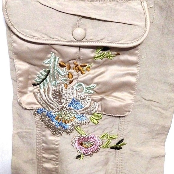 Y2K Cover Charge Deep L. A. Tan Embroidered Low Waist Belted Cargo Pants Sz 30 - Picture 3 of 7
